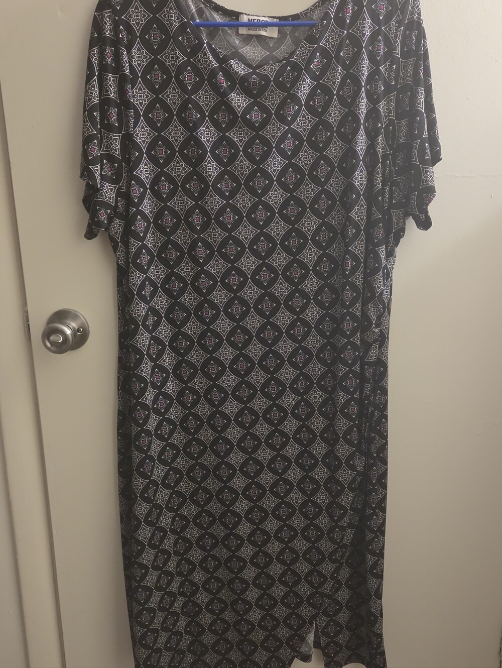 Mossimo Supply Co. Black Maxi Dress with White and Purple Geometric Print